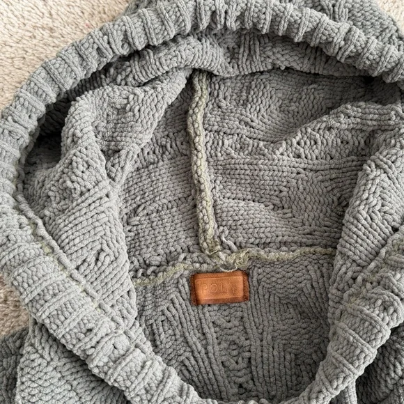 POL Green Heart Hooded Warm Cable Knit Sweater Womens Size Large - Picture 8 of 9